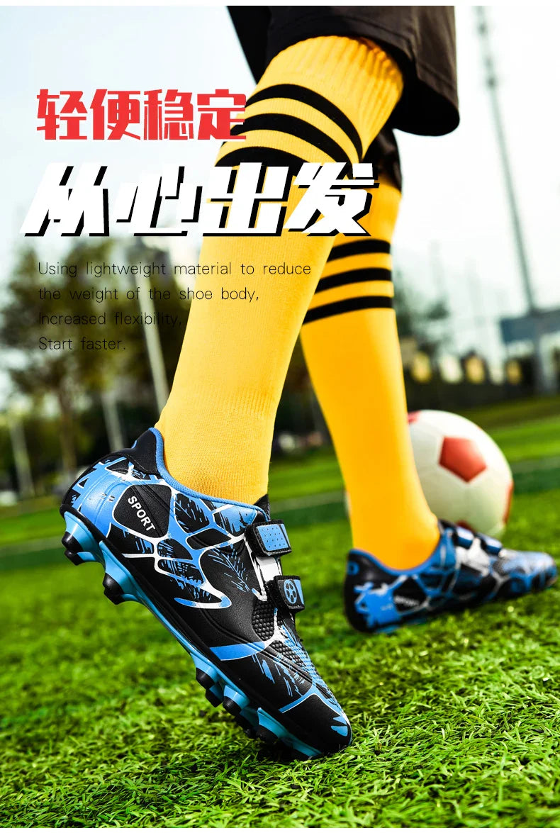 Kids Soccer Shoes HOOK&LOOP Football Sports Shoes Boy Outdoor Non-Slip Training Shoes Child Lightweight Children's Soccer Cleats