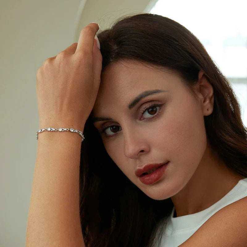 Authentic Luxury Multi-color Zircon Bracelet Rose Gold Color Chain Link Bracelet for Women Birthday Crystal Jewelry