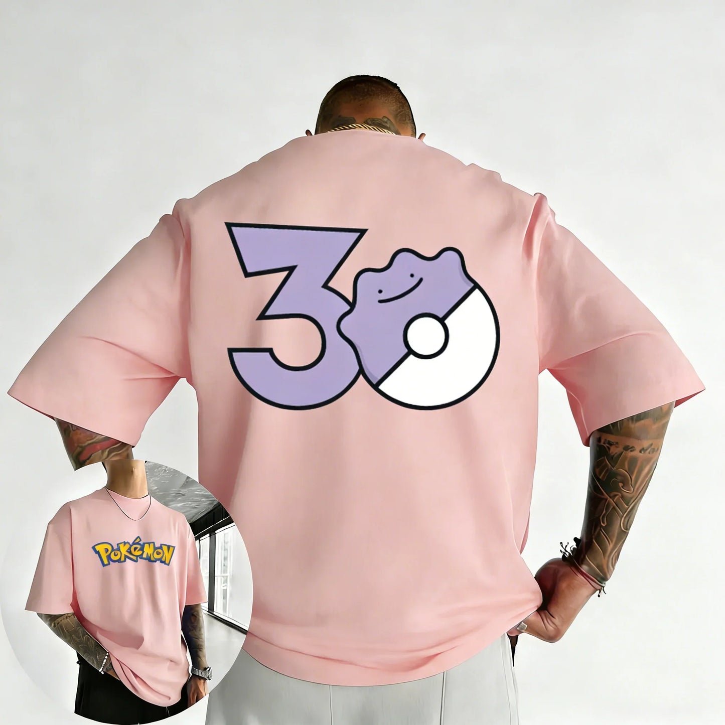 30th Anniversary Ditto Printed T-shirt Summer New Men's and Women's Trendy Large Loose Casual Y2K Short Sleeve Top