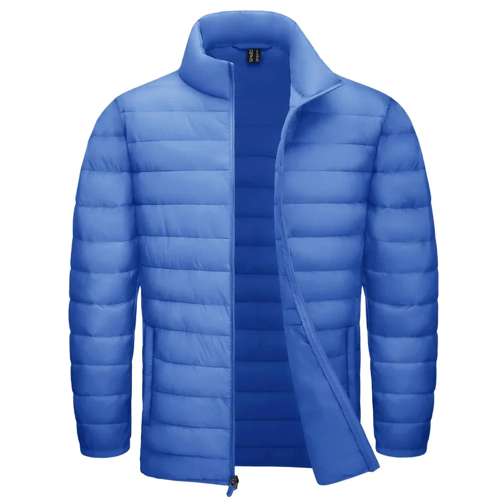 Stand Collar Lightweight Puffer Jackets Mens Quilted Jacket Water Resistant Ripstop Down Insulated Windbreaker Coats