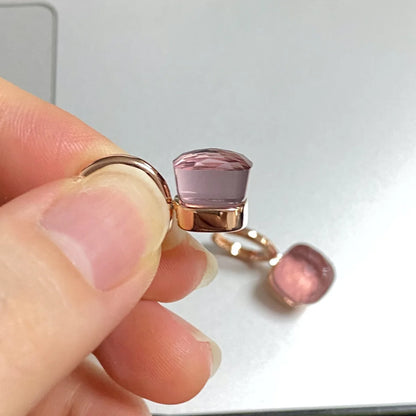 Classic Earrings For Women Amethyst Crystal Earrings Copper With Gold Plated Square Candy Colors Earrings Fashion Jewelry