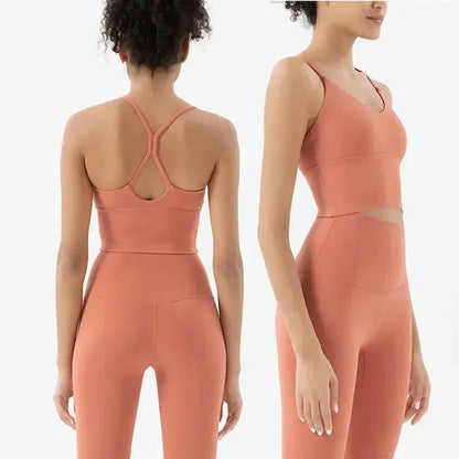 Women's Naked Feeling Sports Bra and Leggings Two Piece Set - High Waist Gym Outfits for Female Fitness, Activewear Sports Sets