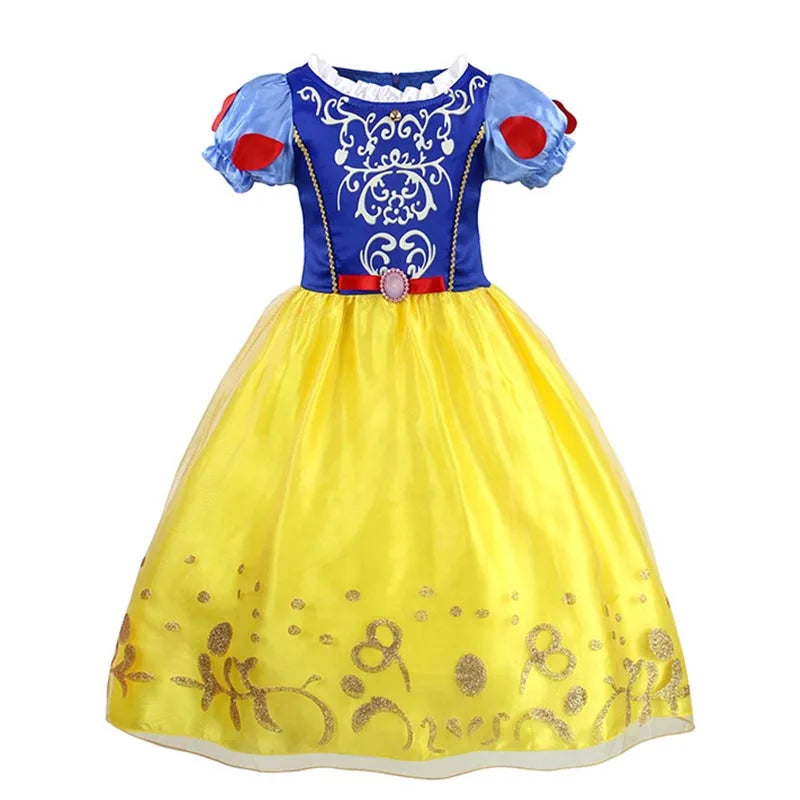 Jasmine Rapunzel Snow Queen Elsa Princess Dress Girl Mesh Sequin Dress Kids Cosplay Belle Aurora Costumes Carnival Party Gowns