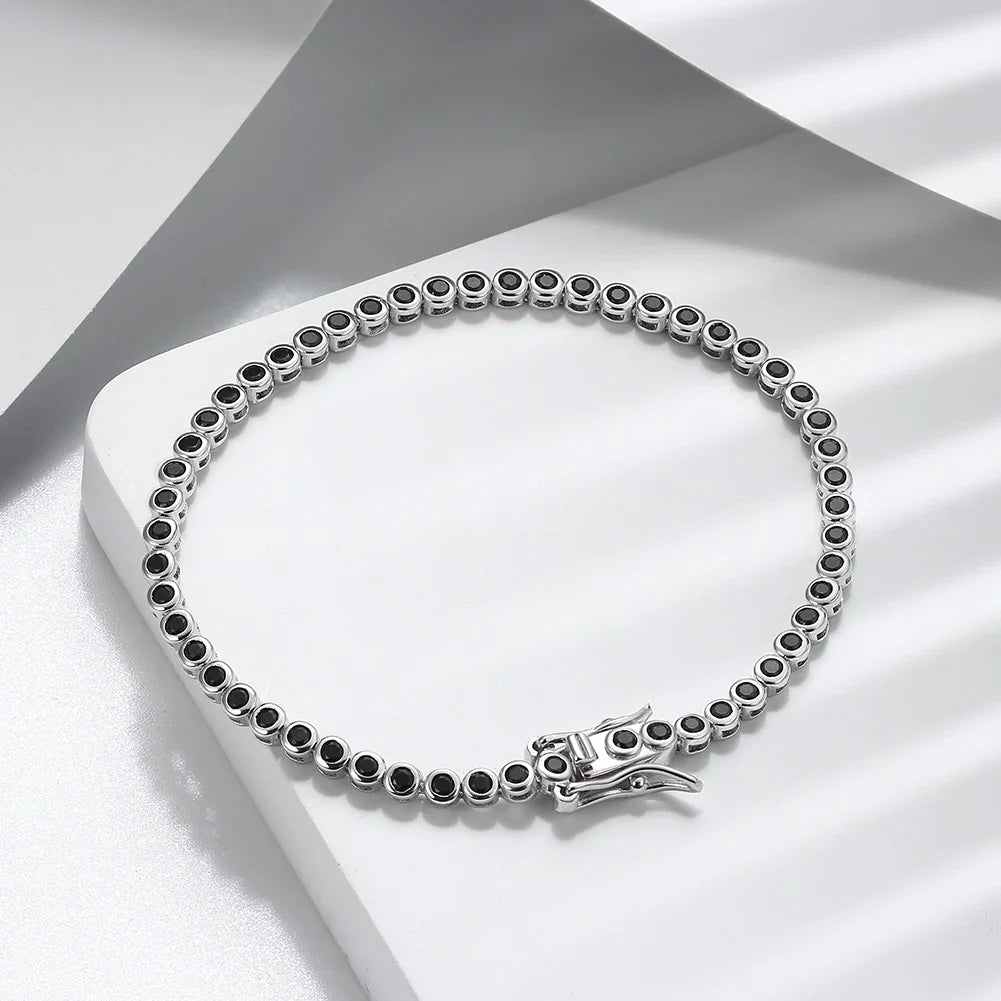 Shiny Tennis Bracelet 925 Sterling Silver 1.5/2/3mm Clear Cubic Zirconia for Women Luxury Chain Bracelet Jewelry SB143