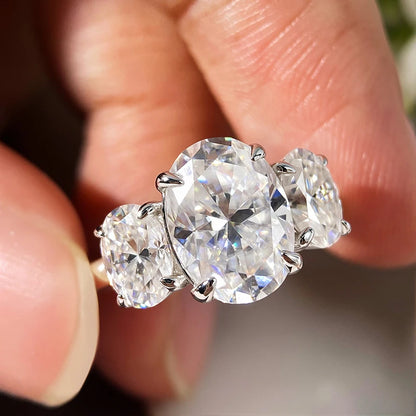 Certified 2CT 4CT Oval Cut All Moissanite Rings for Women Bride Wedding Bands Lab Diamond Gift 100% 925 Sterling Silver