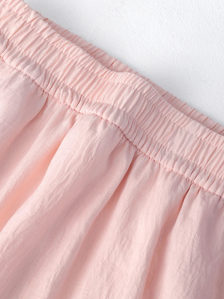 Women's Summer Effortless Chic Midi Skirt - Korean Flowy Big Hem Voluminous Ruffle Cake Skirt