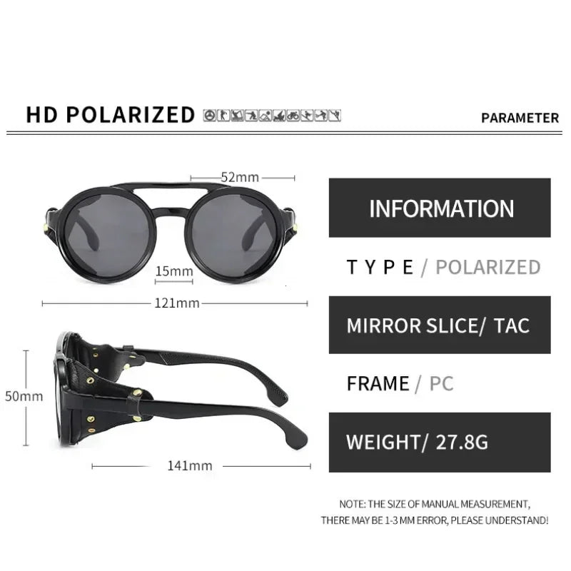 Sunglasses Men Women Classic Sun Glasses With Side Leather Round Eyewears