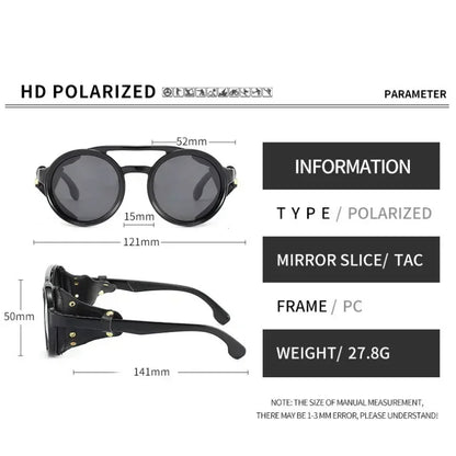 Sunglasses Men Women Classic Sun Glasses With Side Leather Round Eyewears