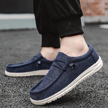 Men's Breathable Casual  Canvas Slip Shoes Comfort Slip-on Loafer Soft Penny Loafers for Men Lightweight Driving Boat Shoes