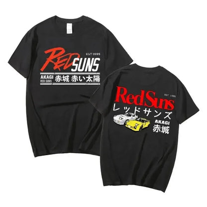 Anime Drift AE86 Initial D Double Sided T Shirt O-Neck Short Sleeves Summer Casual Unisex R34 Skyline GTR JDM Manga T-Shirts