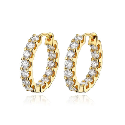 18k Plated Total 2.6CT Full Moissanite Hoop Earring for Women Sparkling Wedding Party Earring 925 Sterling Silver Jewelry