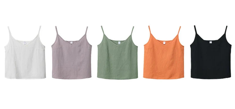 Vintage Cotton Linen Women's Summer Tank Top Sleeveless Harajuku Basic Cuasal Female Top For Girls Camisole Women Clothing
