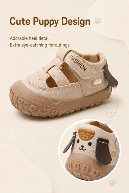 PU Leather Summer Sandals For Children Cute Dog Boy's Girl's Sandals Anti-slippery Ergonomics Barefoot Sandals For Children
