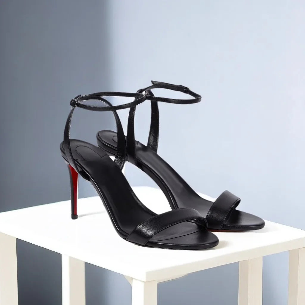 Novas sandálias de salto fino nude sexy de peça única com salto alto, com temperamento feminino, sapatos de salto alto confortáveis para mulheres francesas