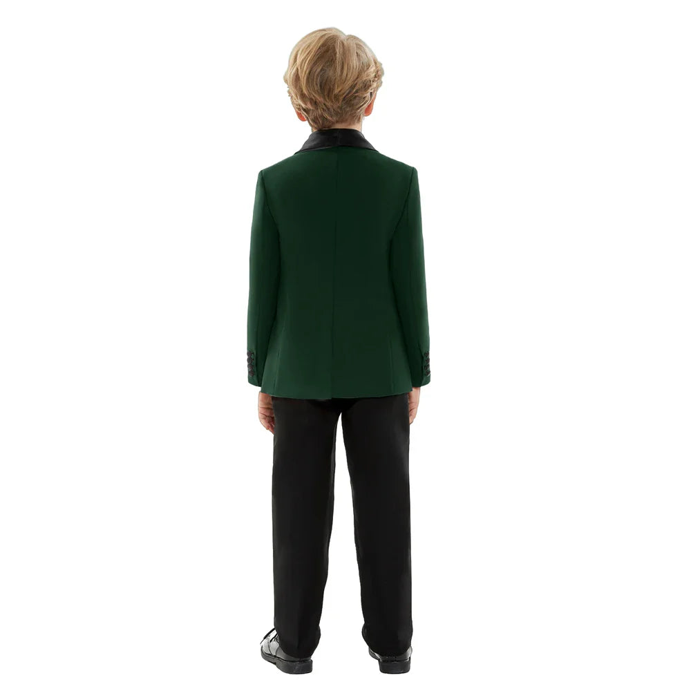 High Quality Boys Formal Suit 4 Pieces Green Party Dresswear for Kids Toddler 3-14 Years Jacket Pants Vest Bowtie Fast Shipping