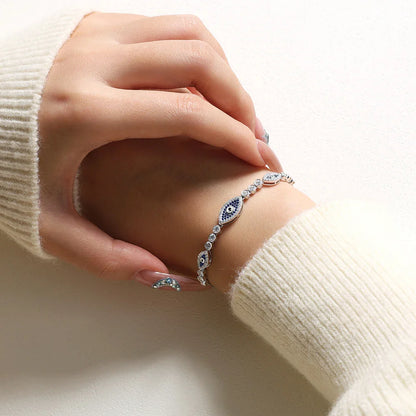 Charm Evil Eye Bracelet s925 Sterling Silver Laboratory Sapphire Adjustable Bracelets For Women Party Gift Fine Jewelry