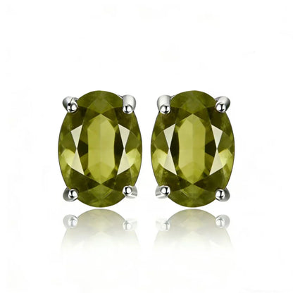Rose Gold Yellow Gold Plated Oval Natural Amethyst Citrine Garnet Topaz Peridot 925 Sterling Silver Earrings for Women