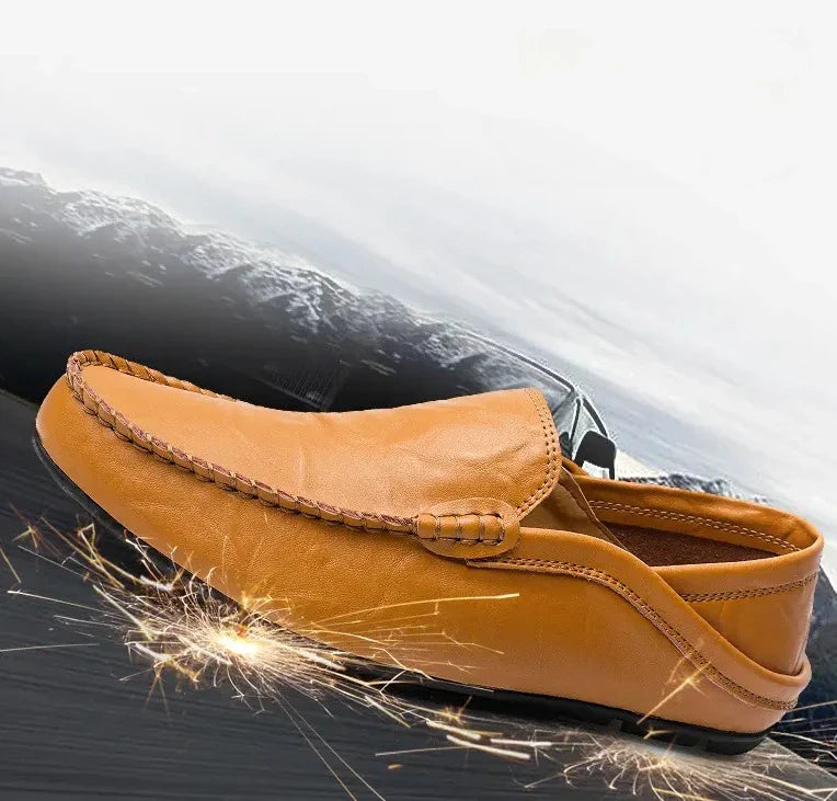 Men Leather Loafers Comfortable Slip On Shoes Breathable Lightweight Walking Shoes for Big Size 47 Casual Soft Driving Shoes