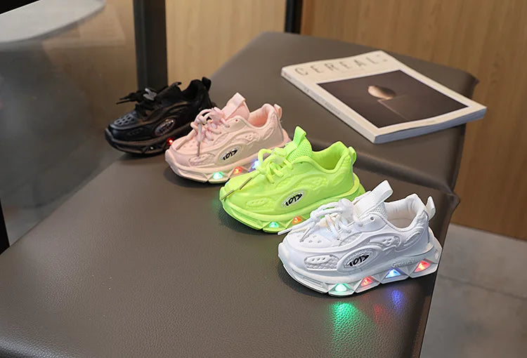 Baby Shoes 2025 Spring Autumn New Boys and Girls Light Up Clunky Sneaker Small and Medium-sized Children's Soft Soled Baby Shoes