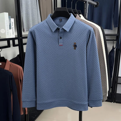 luxury brand men's new high quality long sleeves Polo shirt lapel embroidery jacquard T-shirt business fashion leisure Mens wear