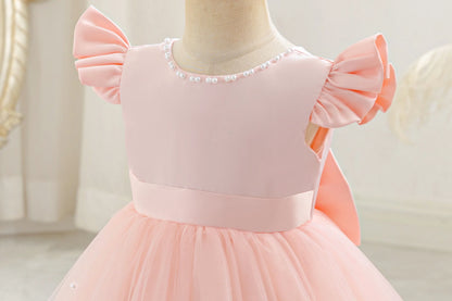 Children's dress Princess dress Western style children's wear new dress female fluffy skirt beading design Princess dress party