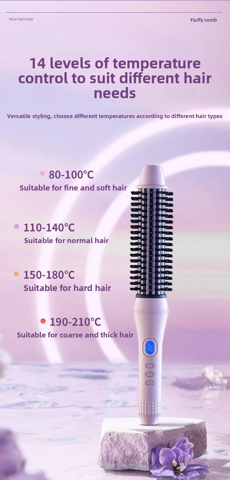 1.5 Inch 2-in-1 Thermal Brush Professional Negative Ion Curling Iron Brush Heated Round Brush for Blowout Volumizing, Portabl