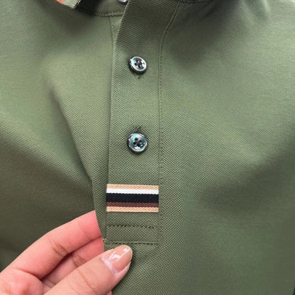 Luxury Design Men's Polo Shirt Lapel Short Sleeve T-Shirt Summer New Solid Color Simple Fashion Casual Business Office Menswear