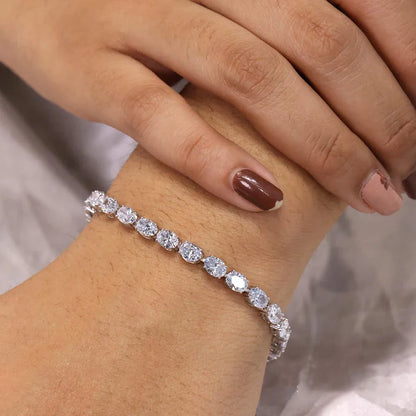 0.3/0.5/1Carat East West Set Oval Cut Moissanite Diamond Tennis Bracelets for Women 925 Sterling Silver Bracelet Anniversary