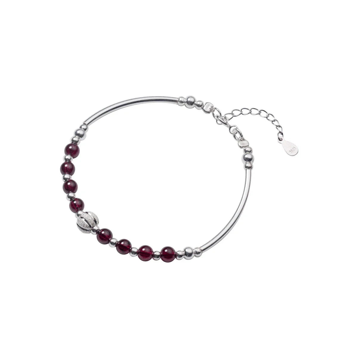 Natural Garnet Little Balls Sterling Silver 925 Bracelet for Women Link Chain Bracelet Ethnic Style Original Fine Jewelry