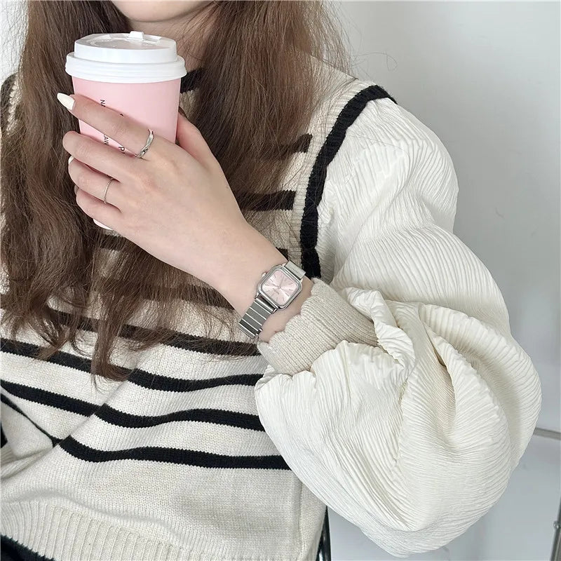 New Brand Steel Band Square Quartz Watch Retro Minimalist Temperament Small Dial Watch Female Student Wristwatch Dropshipping