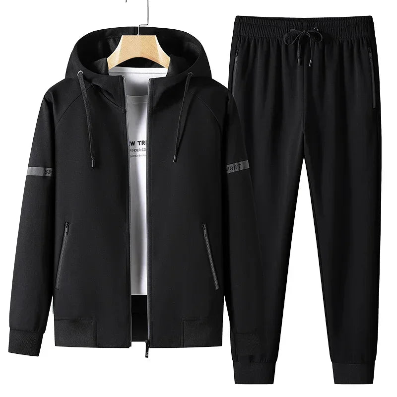 Men Running Sports Tracksuits Hoodies Zipper Outwear Sportwear+Sweatpants Sets Male Workout Sports Outfit Autumn Spring Sets men