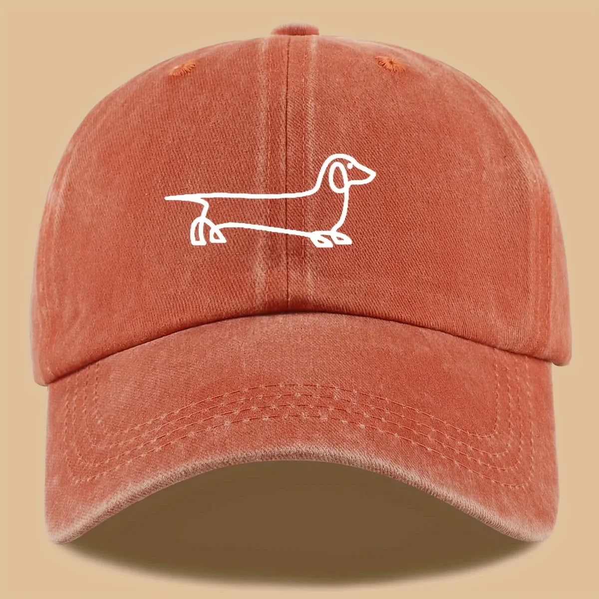Simple dog print baseball cap, versatile for both men and women, suitable for outdoor travel as a hat for pet enthusiasts