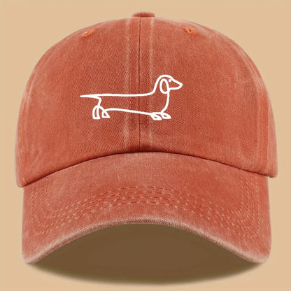 Simple dog print baseball cap, versatile for both men and women, suitable for outdoor travel as a hat for pet enthusiasts