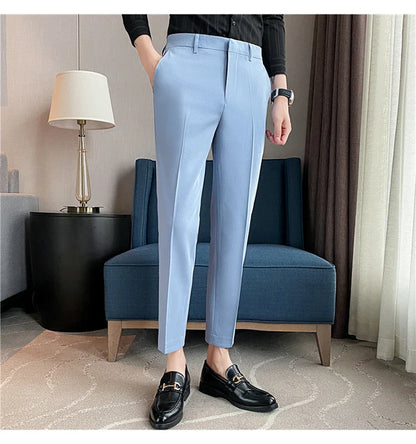 Men Solid Boutique Suits Pants Male Formal Wear Wedding Dress Trousers Quality Men British Style Business Casual Suit Pants 36