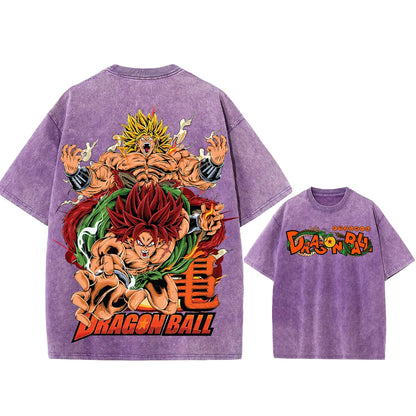 Summer Men's Washes T-shirts Japanese Anime Dragon Ball Torankusu Graphic Clothing Tops Y2K Oversized Cotton DBZ Couple's Tees