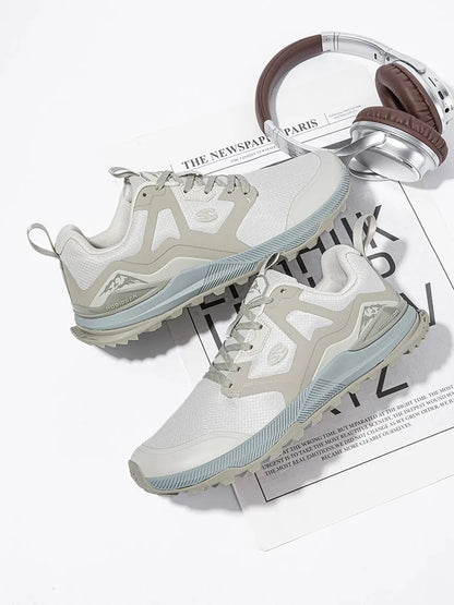 Unisex Hiking Sneakers Lace-Up Walking Shoes Outdoor Travel Artificial Leather Sneakers