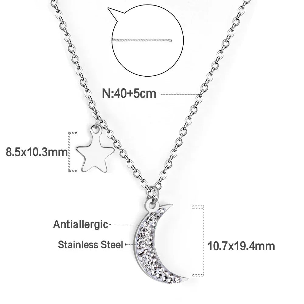 Heart Star Moon Pendant Necklaces Tiny Charms Stainless Steel Choker Women/Girls Y2K Sweater Boho Jewelry Collares