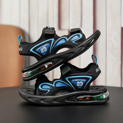 Summer Children's Sandals Outdoor Water Beach Breathable Speed Drying Shoes Boys Open Toe PU Air Cushion Sandals 28-39