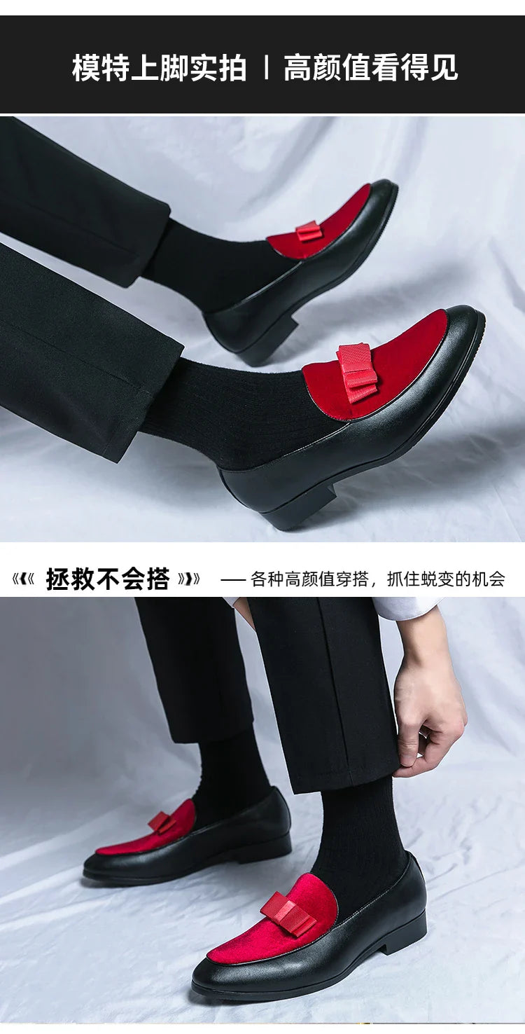 Social Leather Men British Business shoes Men Brogue Shoe Wedding Men's Dress Formal Shoes Large Size 48 Bow Loafers Male