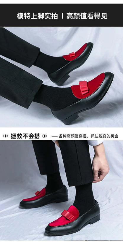 Social Leather Men British Business shoes Men Brogue Shoe Wedding Men's Dress Formal Shoes Large Size 48 Bow Loafers Male