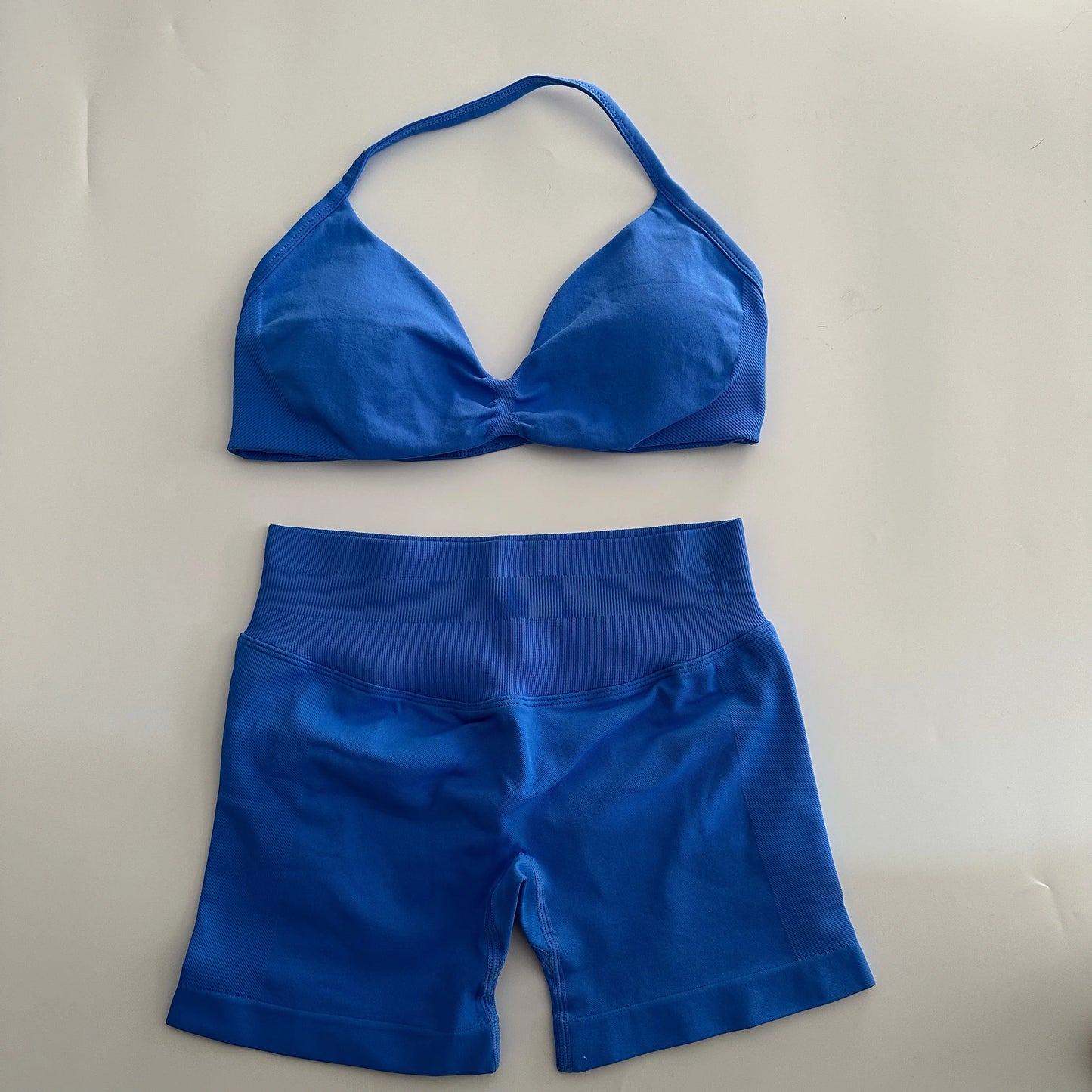 Impact Womens 2 Piece Yoga Set Strappy Seamless Sports Bra and High Waist Scrunch Shorts for Gym Workout and Fitness Training