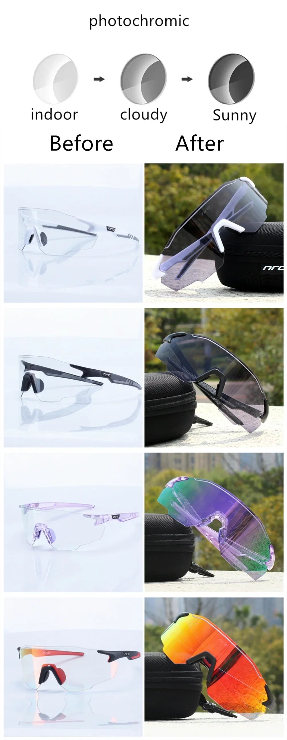 Men Cycling Sunglasses UV400 TR90 Sports Bicycle Glasses MTB Mountain Bike Fishing Hiking Riding Eyewear for Women sport
