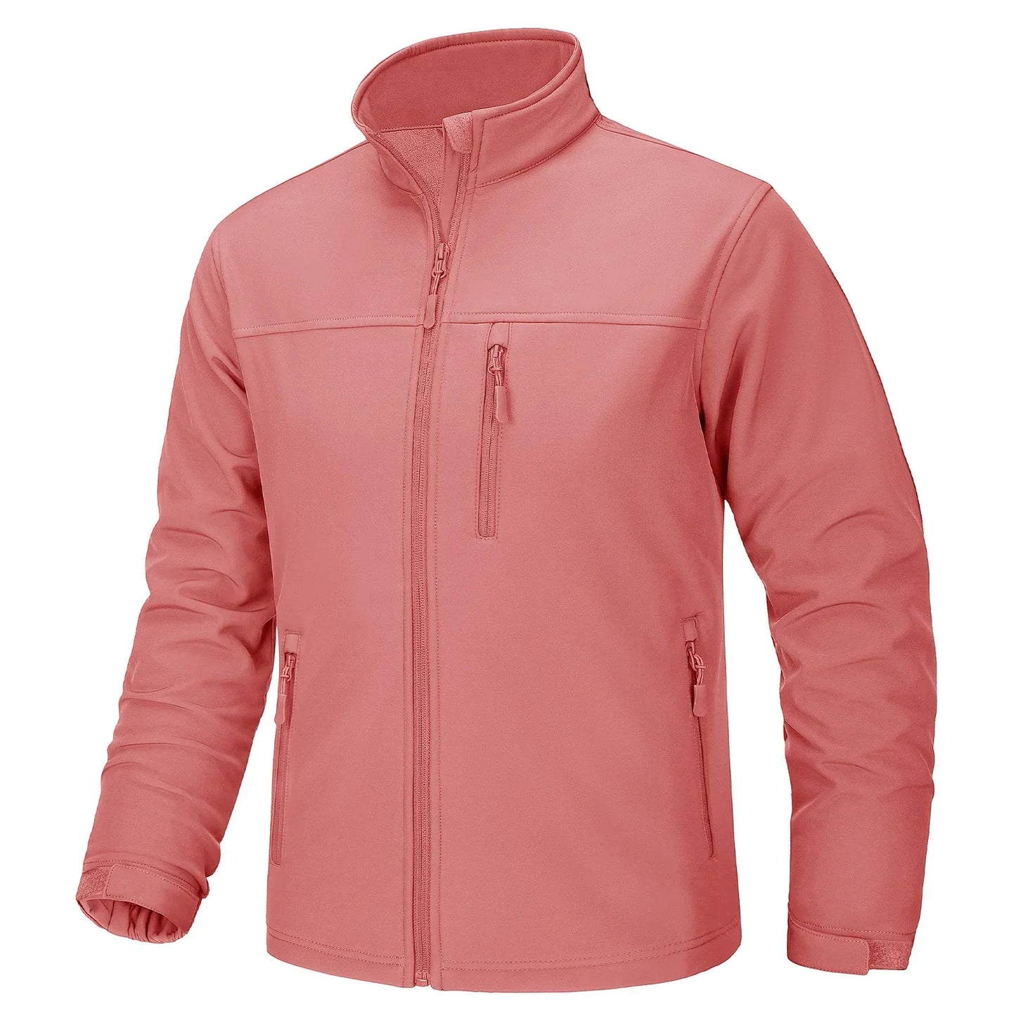Waterproof Fleece Lining Windbreaker Mens Winter Work Jackets Zipper Pocket Casual Coats Full Zip Outwear Tops