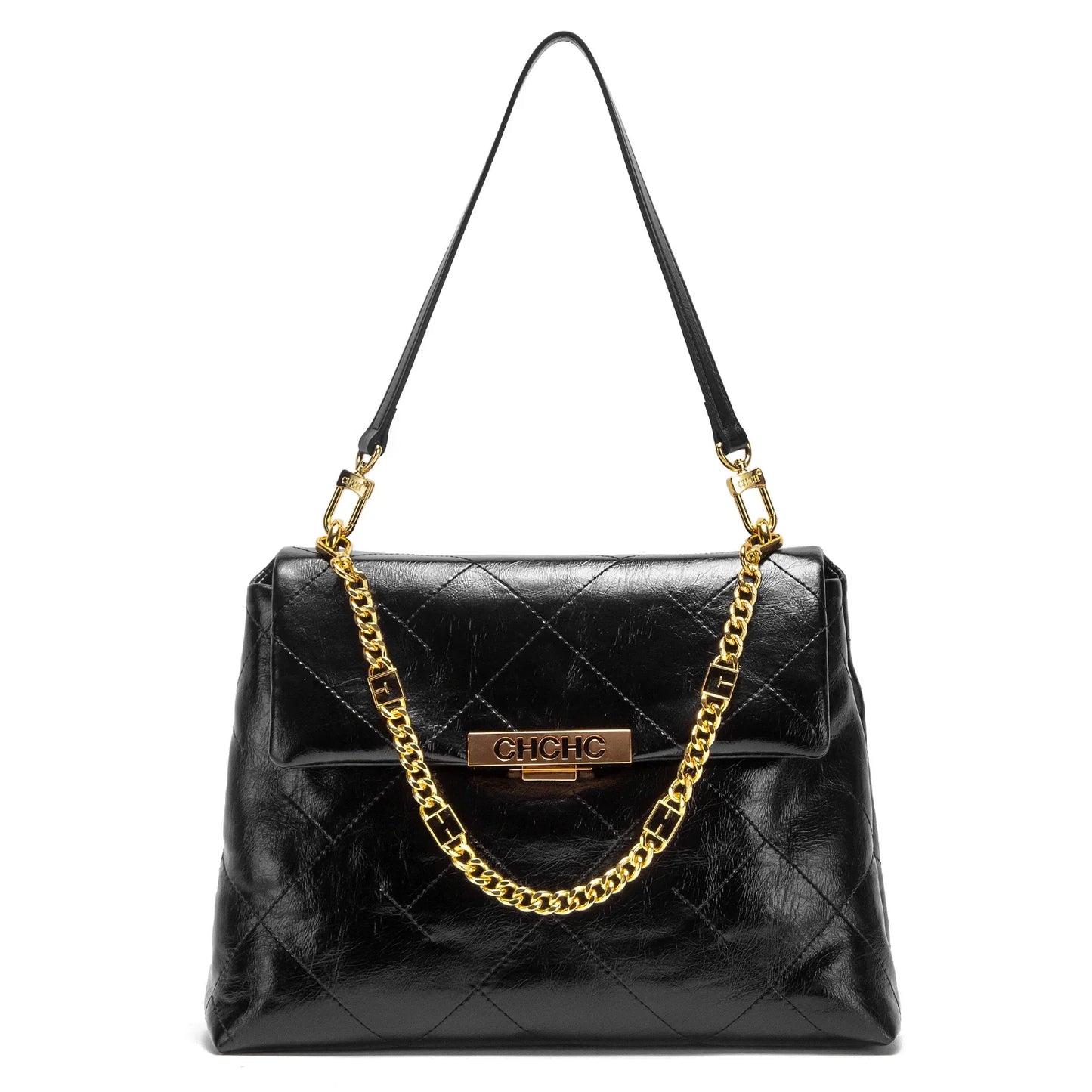 Women's Tote Bag 2026 Spring/Summer New Single Shoulder Bag Simple Black Diamond Grid Pattern Handbag