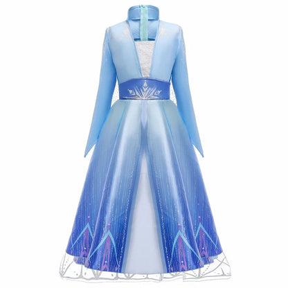 2025 Girls Dress Elsa 2 Kids Princess Cosplay Costume Fancy Children Gowns Vestidos Snow Queen Girl Carnival Costume