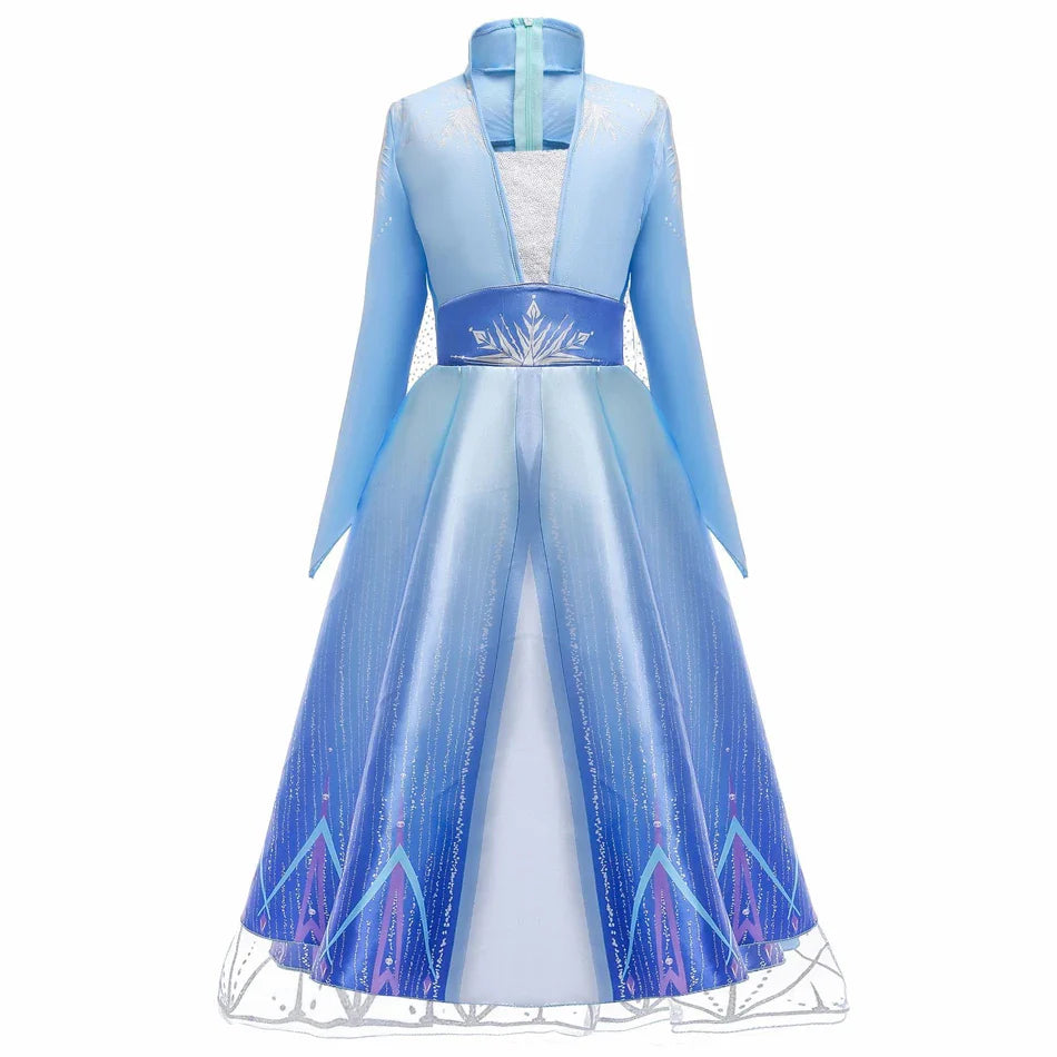 2025 Girls Dress Elsa 2 Kids Princess Cosplay Costume Fancy Children Gowns Vestidos Snow Queen Girl Carnival Costume