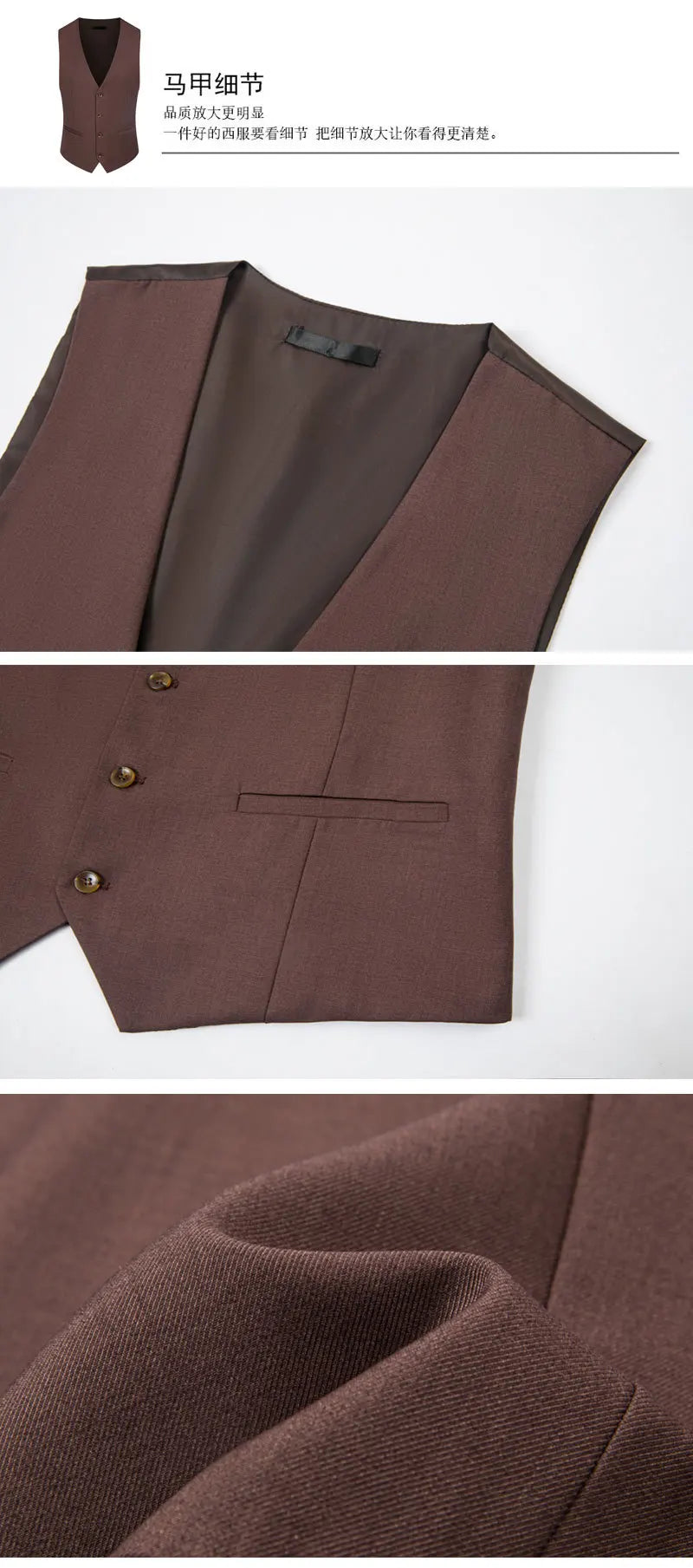 Men's Classic Formal Pinstripe Tuxedos Suits 3 Pieces Slim Fit Blazer Peak Lapel Two Button Groomsmen Wedding Dress Business
