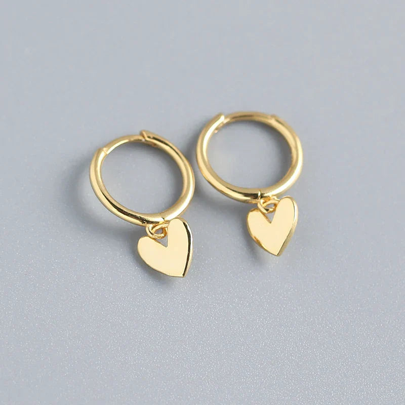 925 Sterling Silver INS Minimalism Sweet Love Heart CZ Zircon Hoop Earrings For Women Girl Small Ear Buckle Jewelry Gift