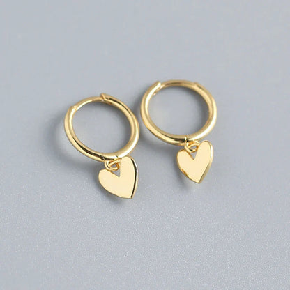 925 Sterling Silver INS Minimalism Sweet Love Heart CZ Zircon Hoop Earrings For Women Girl Small Ear Buckle Jewelry Gift