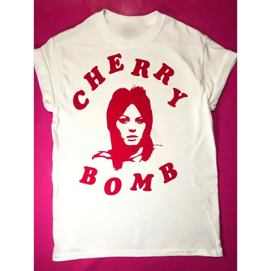 Vintage Joan Jett Cherry Bomb For Fans Heavy Cotton White S-4XL Shirt MM367 long or short sleeves